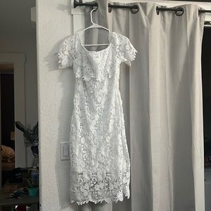 White lace dress used for one night during bachelorette breakfast